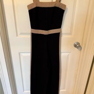 Black and Tan Strapless Jumpsuit